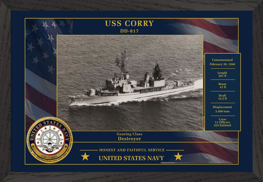USS Corry DD-817 Framed Patriotic Photo