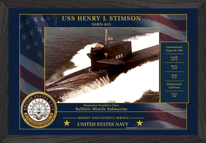 USS Henry L Stimson SSBN-655 Framed Patriotic Photo