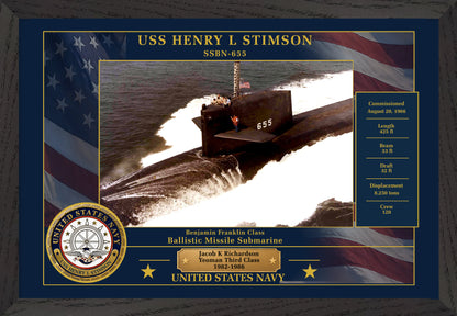 USS Henry L Stimson SSBN-655 Framed Patriotic Photo