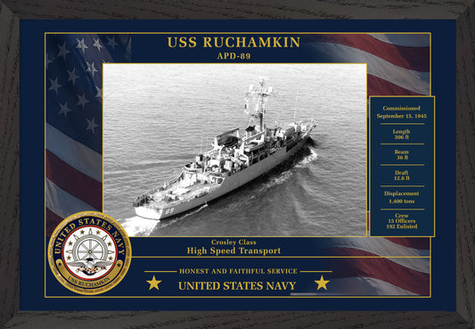 USS Ruchamkin APD-89 Framed Patriotic Photo