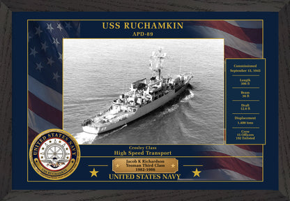 USS Ruchamkin APD-89 Framed Patriotic Photo