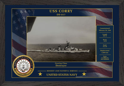 USS Corry DD-817 Framed Patriotic Photo