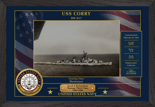 USS Corry DD-817 Framed Patriotic Photo
