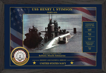 USS Henry L Stimson SSBN-655 Framed Patriotic Photo