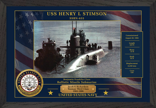 USS Henry L Stimson SSBN-655 Framed Patriotic Photo
