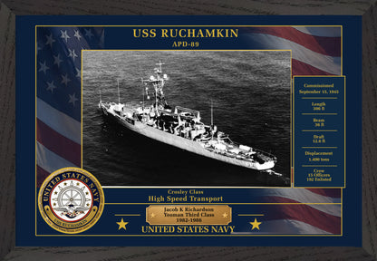 USS Ruchamkin APD-89 Framed Patriotic Photo