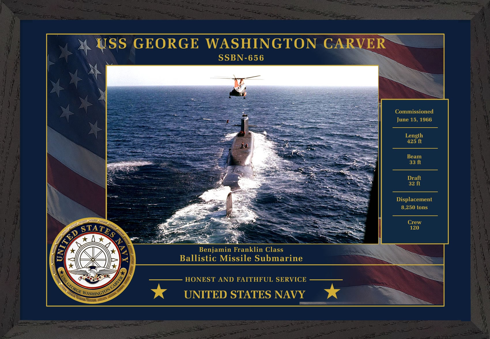 USS George Washington Carver SSBN-656 Framed Patriotic Photo