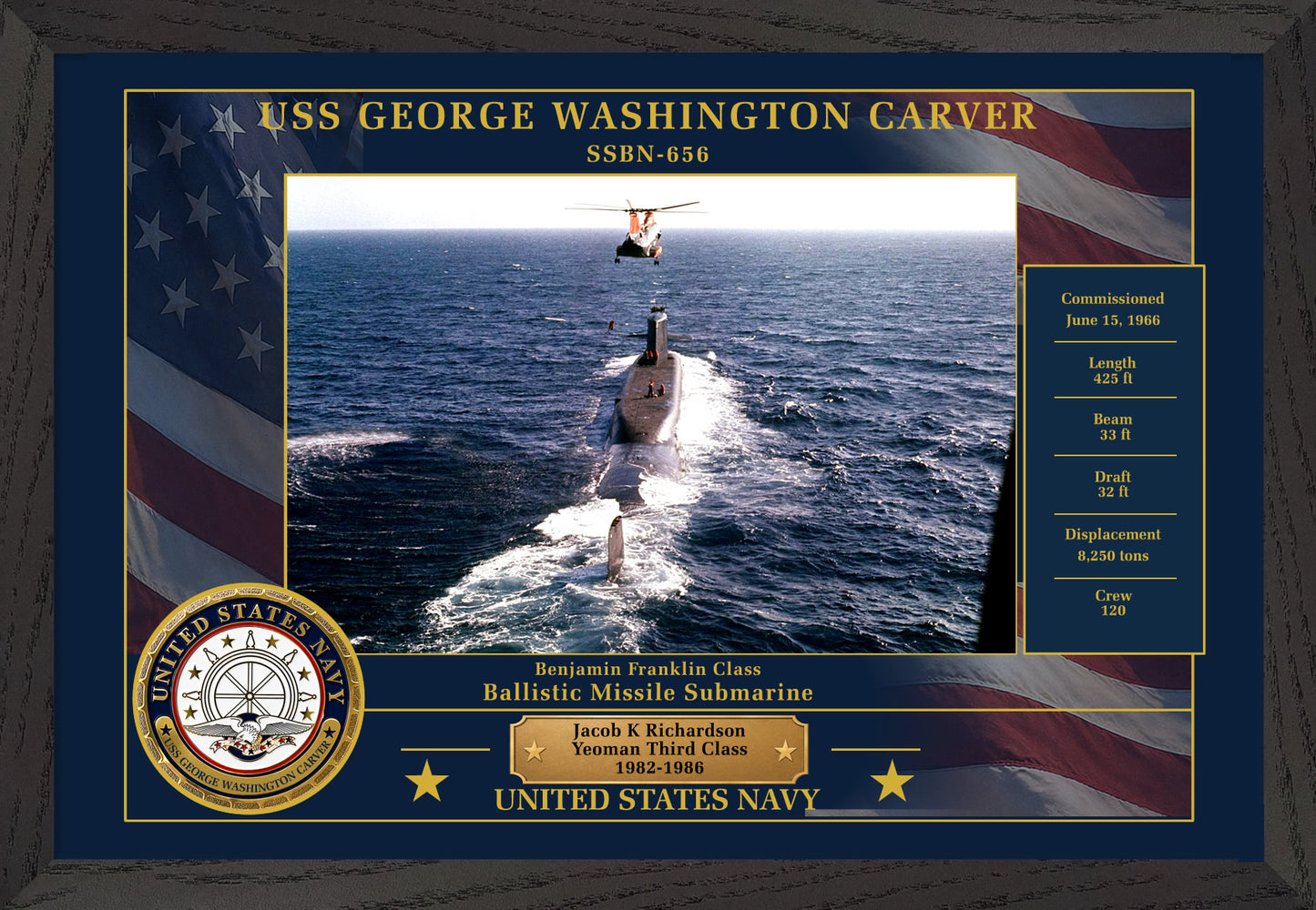 USS George Washington Carver SSBN-656 Framed Patriotic Photo