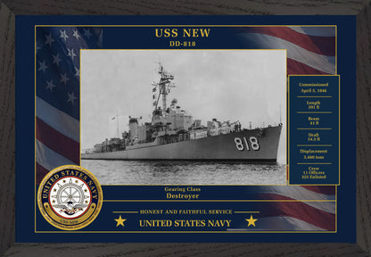 USS New DD-818 Framed Patriotic Photo