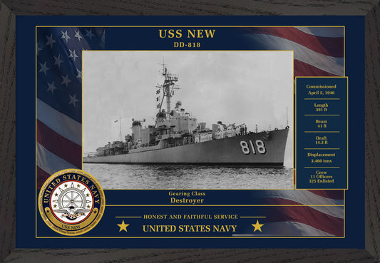 USS New DD-818 Framed Patriotic Photo