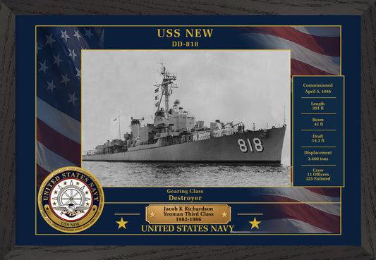 USS New DD-818 Framed Patriotic Photo