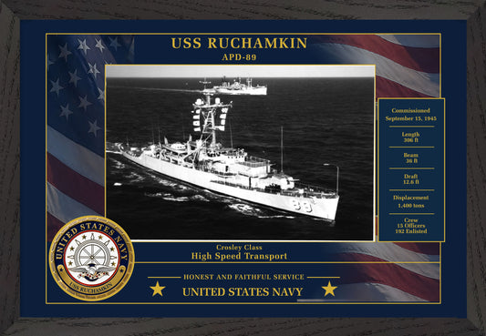 USS Ruchamkin APD-89 Framed Patriotic Photo