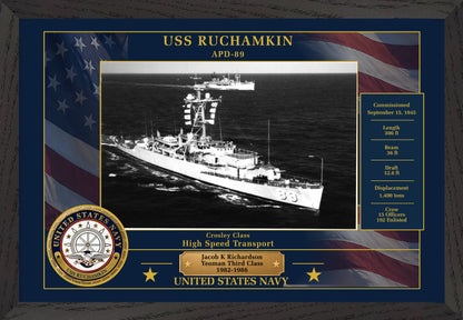 USS Ruchamkin APD-89 Framed Patriotic Photo