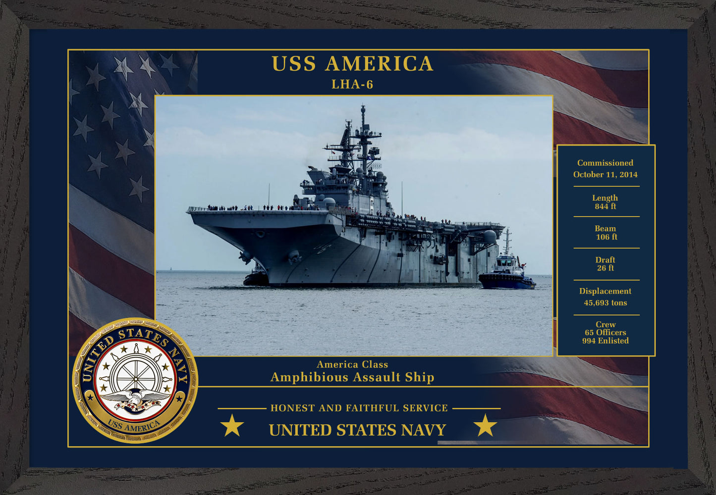 USS America LHA-6 Framed Patriotic Photo