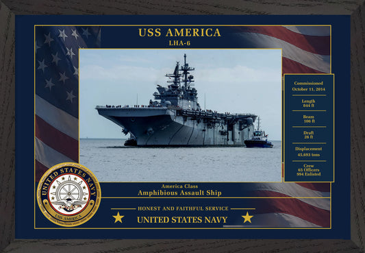 USS America LHA-6 Framed Patriotic Photo
