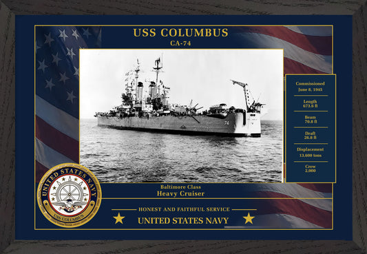 USS Columbus CA-74 Framed Patriotic Photo