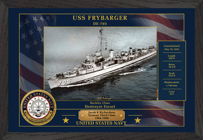 USS Frybarger DE-705 Framed Patriotic Photo