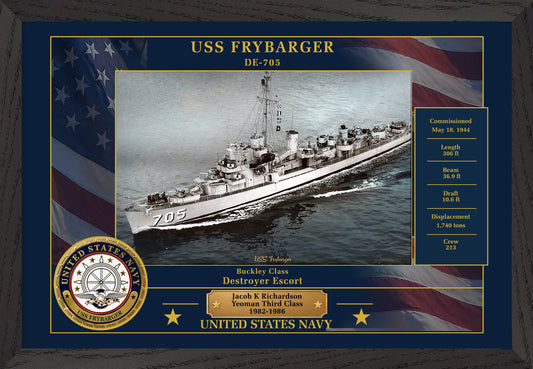 USS Frybarger DE-705 Framed Patriotic Photo