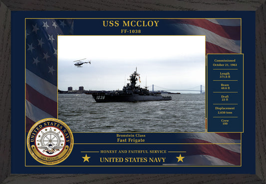 USS Mccloy FF-1038 Framed Patriotic Photo