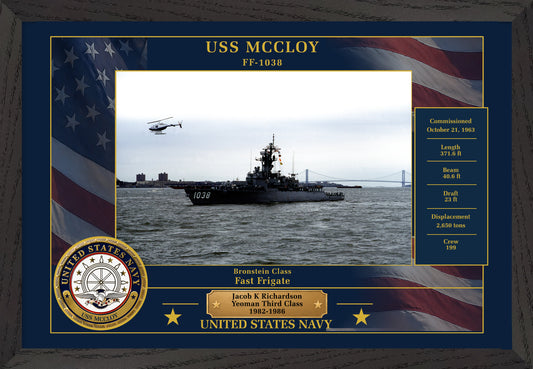 USS Mccloy FF-1038 Framed Patriotic Photo