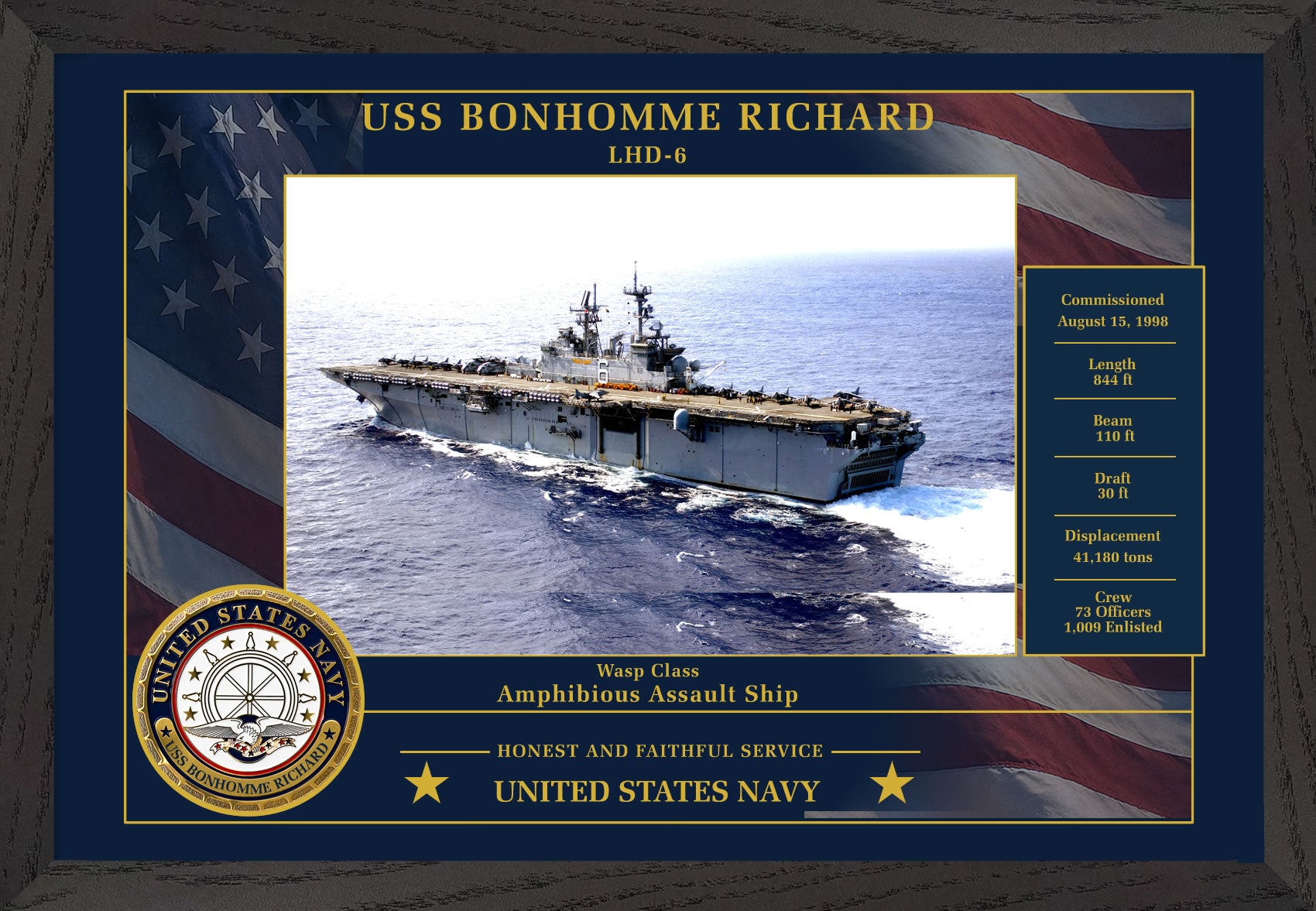 USS Bonhomme Richard LHD-6 Framed Patriotic Photo