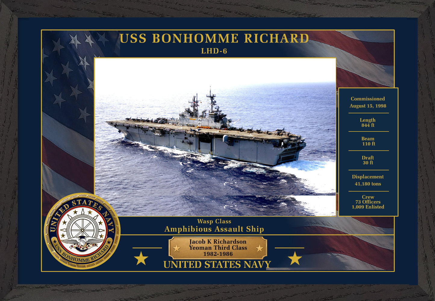 USS Bonhomme Richard LHD-6 Framed Patriotic Photo