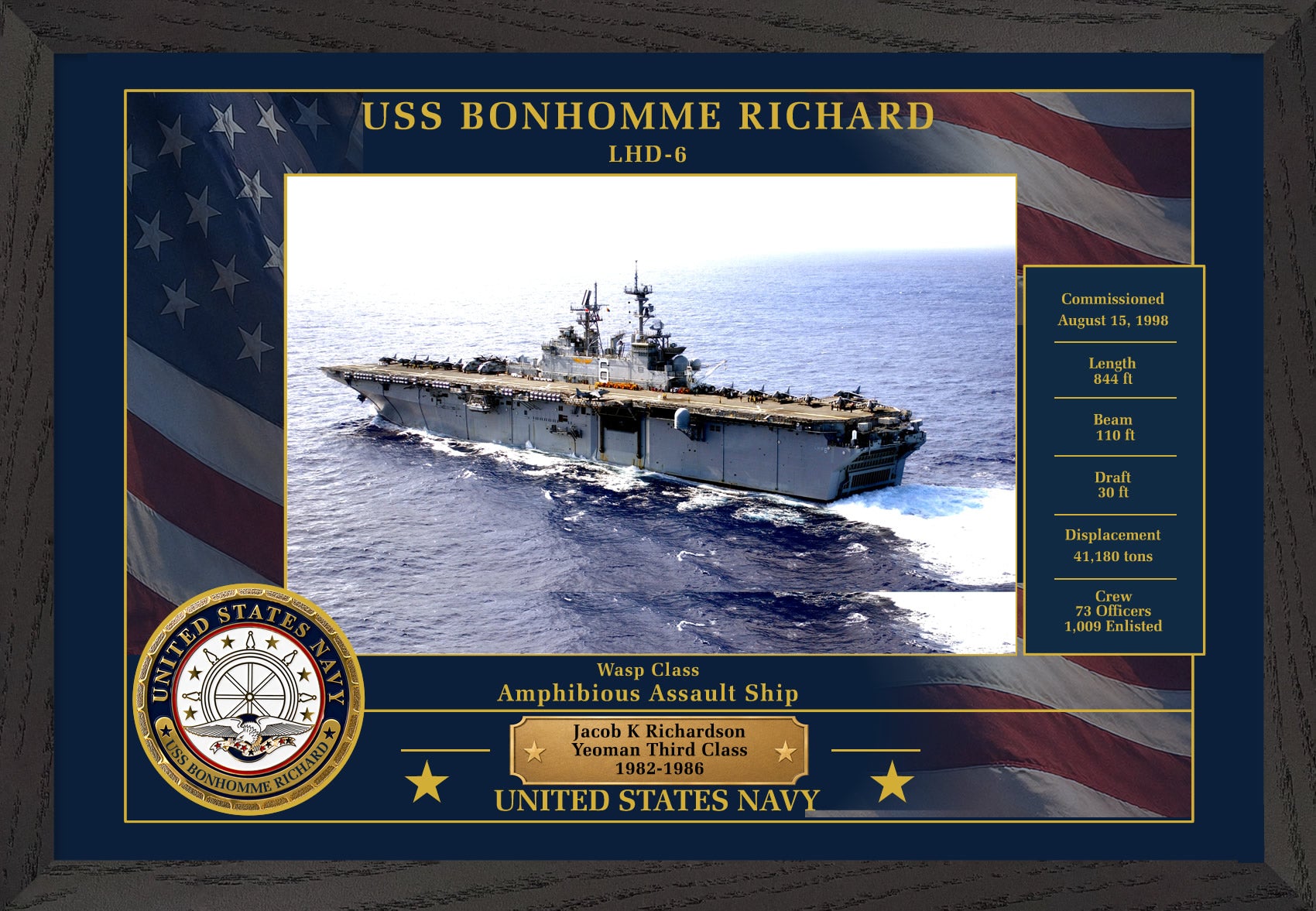 USS Bonhomme Richard LHD-6 Framed Patriotic Photo