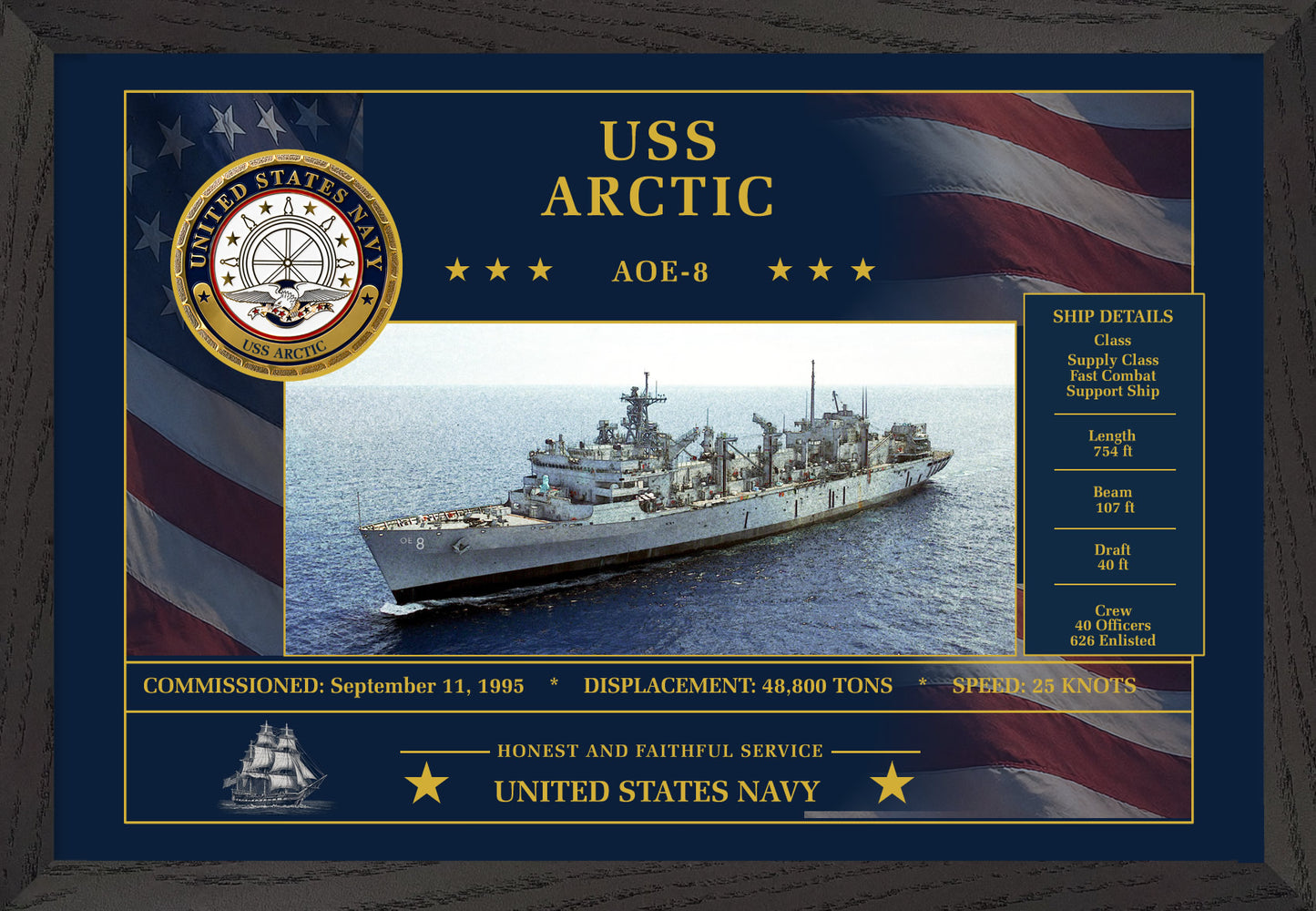 USS Arctic AOE-8 Framed Patriotic Art