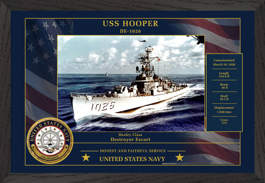 USS Hooper DE-1026 Framed Patriotic Photo