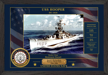 USS Hooper DE-1026 Framed Patriotic Photo