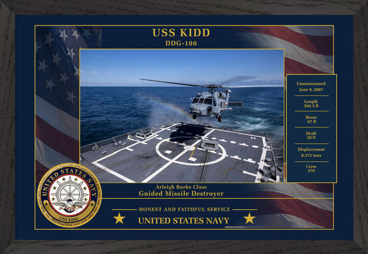 USS Kidd DDG-100 Framed Patriotic Photo