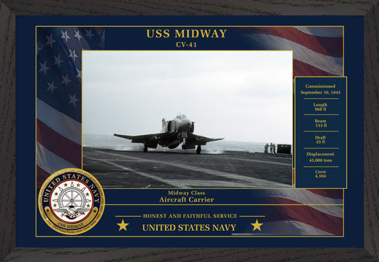 USS Midway CV-41 Framed Patriotic Photo