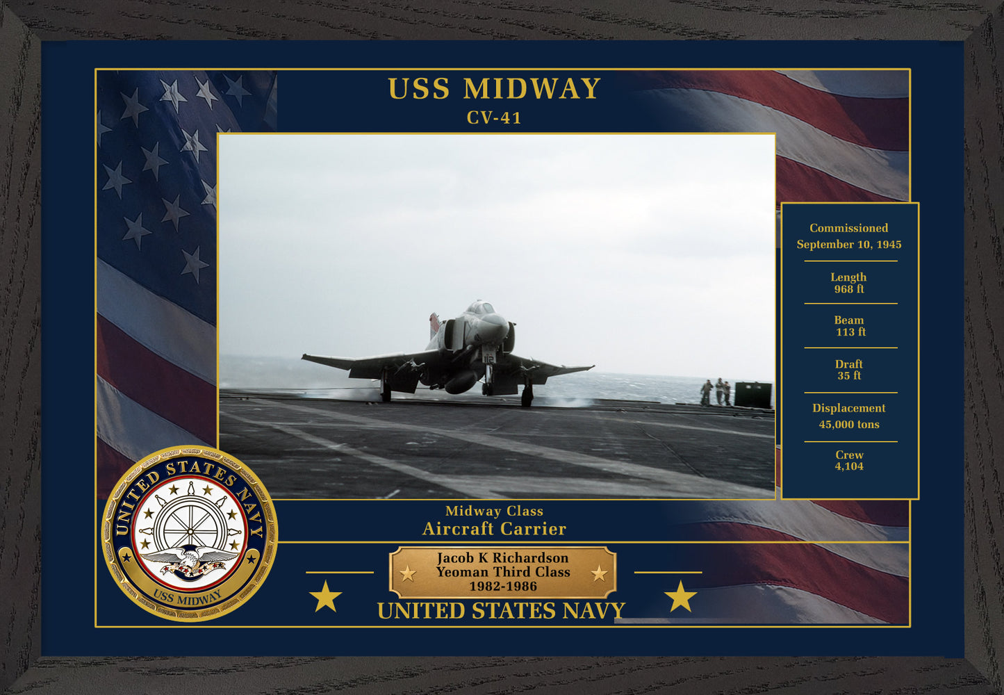 USS Midway CV-41 Framed Patriotic Photo