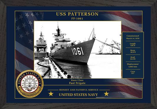USS Patterson FF-1061 Framed Patriotic Photo