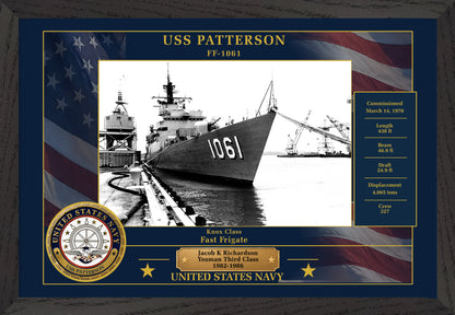 USS Patterson FF-1061 Framed Patriotic Photo