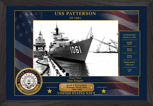 USS Patterson FF-1061 Framed Patriotic Photo