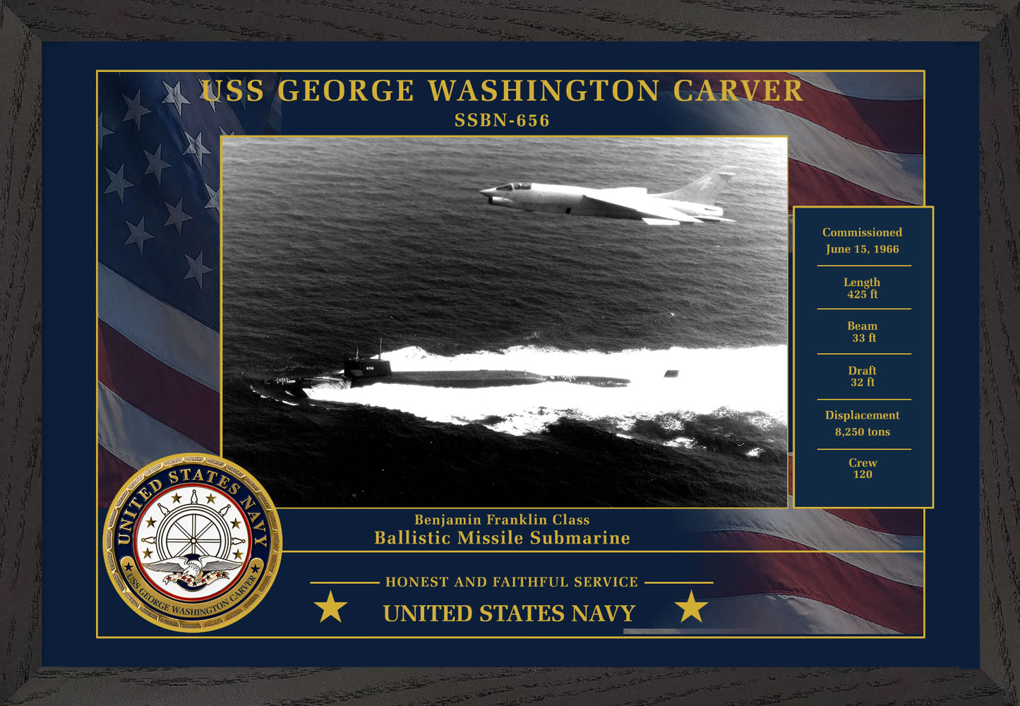 USS George Washington Carver SSBN-656 Framed Patriotic Photo