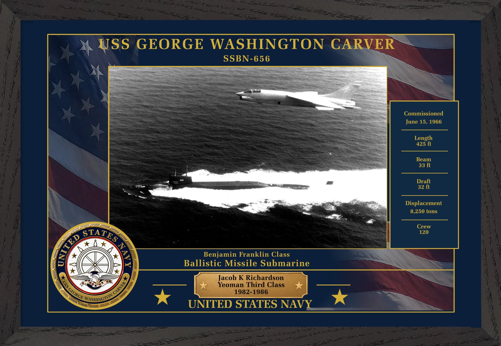USS George Washington Carver SSBN-656 Framed Patriotic Photo