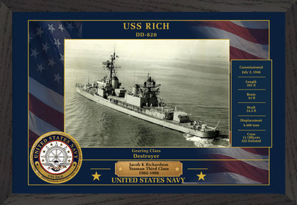 USS Rich DD-820 Framed Patriotic Photo