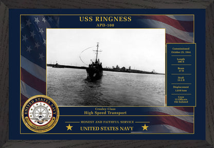USS Ringness APD-100 Framed Patriotic Photo