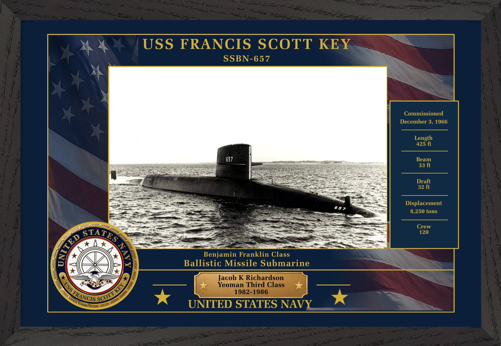 USS Francis Scott Key SSBN-657 Framed Patriotic Photo
