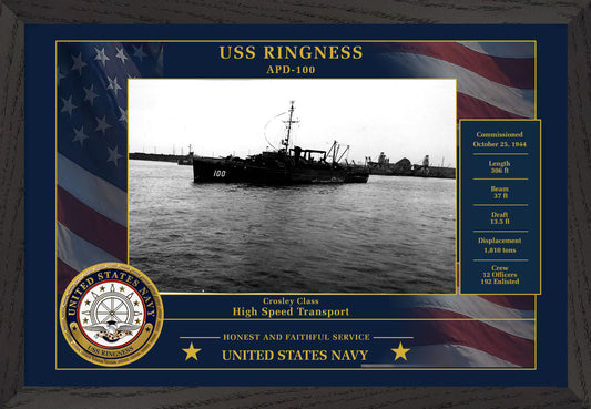 USS Ringness APD-100 Framed Patriotic Photo