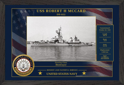 USS Robert H Mccard DD-822 Framed Patriotic Photo