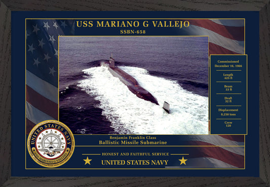 USS Mariano G Vallejo SSBN-658 Framed Patriotic Photo