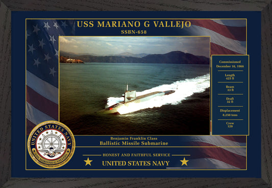 USS Mariano G Vallejo SSBN-658 Framed Patriotic Photo