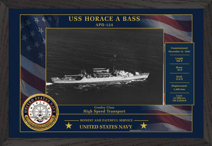 USS Horace A Bass APD-124 Framed Patriotic Photo