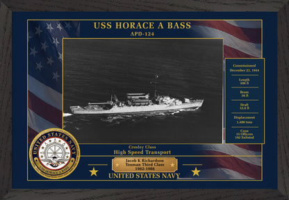 USS Horace A Bass APD-124 Framed Patriotic Photo