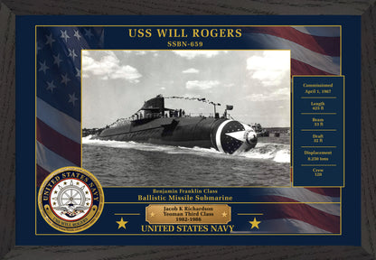 USS Will Rogers SSBN-659 Framed Patriotic Photo