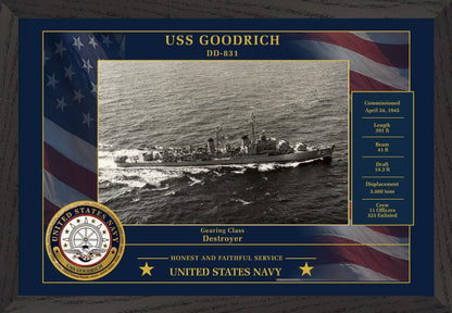 USS Goodrich DD-831 Framed Patriotic Photo