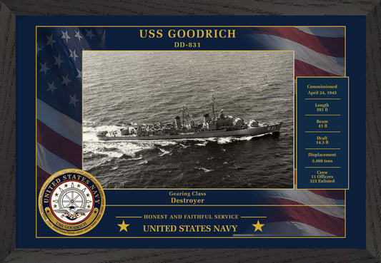 USS Goodrich DD-831 Framed Patriotic Photo